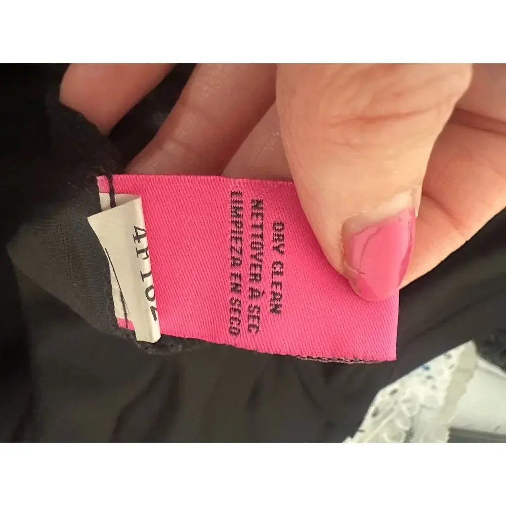 Betsey Johnson Crochet Lace Dress Size 14 Boho Romantic Feminine Black Ivory - Picture 8 of 9